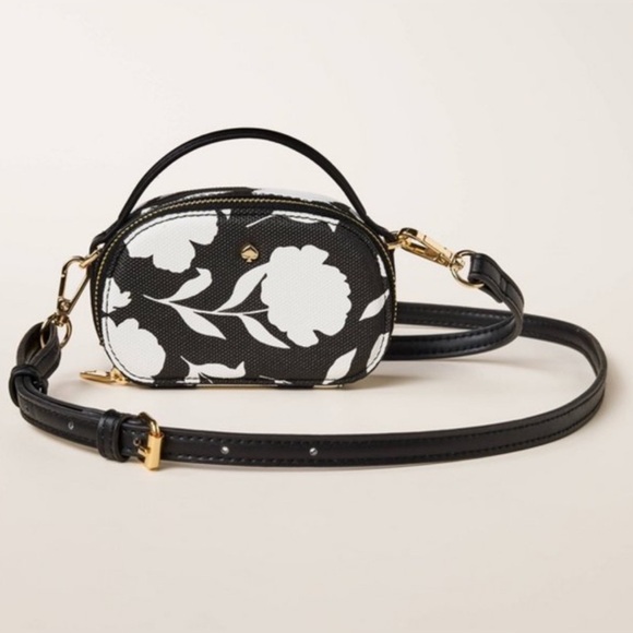 Kate Spade Black and White Floral Crossbody Bag NWT - Picture 1 of 3